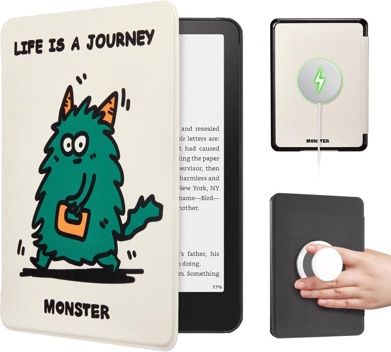 CoBak Magnetic Case for 6" E-Book Reader - Compatible with PopSockets/UGREEN/Anker Magnetic Grip and Stand, Auto Sleep and Wake, Premium Protective Case for Kindle Basic.Monster Grindy - Image 1